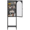 Metal Glass Door Display Storage Cabinet, 5 Tier Cube Bookshelf Storage Cabinet With 3 Adjustable Shelves For Kitchen, Dining Room, Living Room, Bathroom, Home Office - Black - Image 8