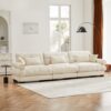 Extra Large 3 Seat Modern Velvet Sofa & Cloud Like Comfort Color Includes Waist And Throw Pillows - Cream - Image 10