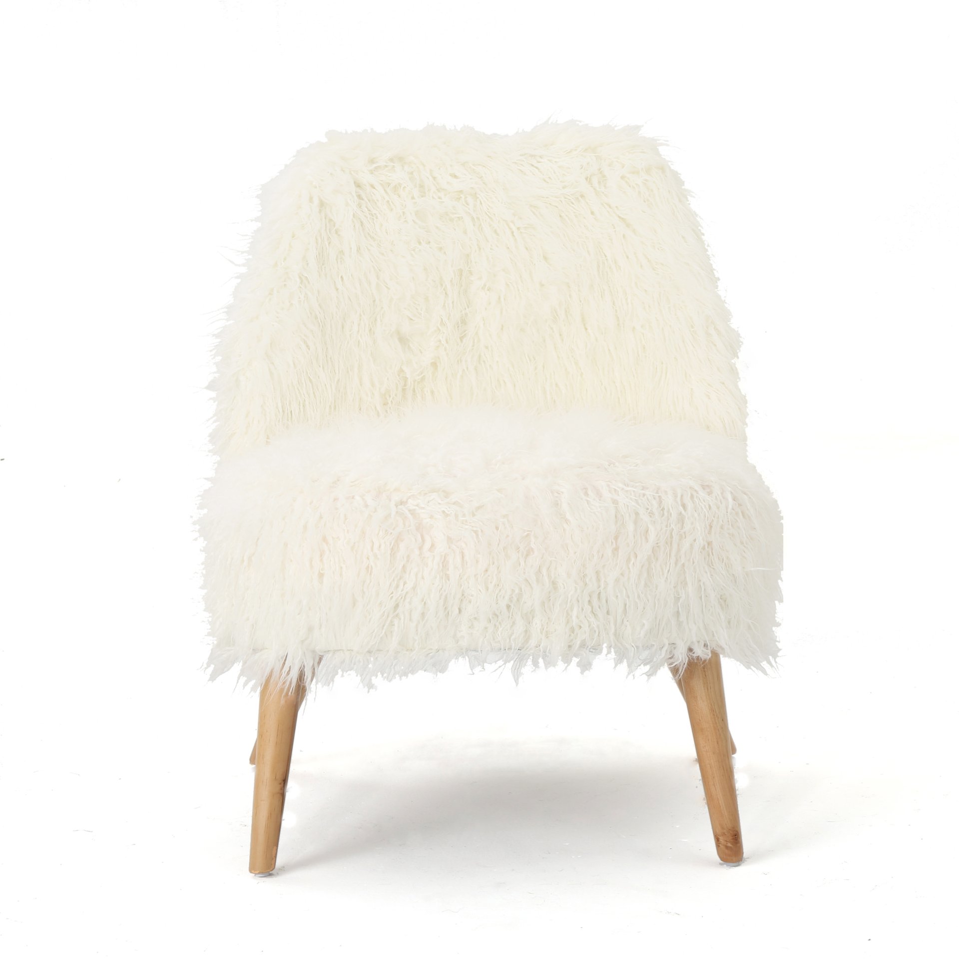Modern Glam Club Chair With Shaggy Textures - White - Image 4