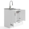 Reed - Deluxe Laundry Cabinet With Pull-Out Faucet And Stainless Steel Sink - Pure White - Image 2