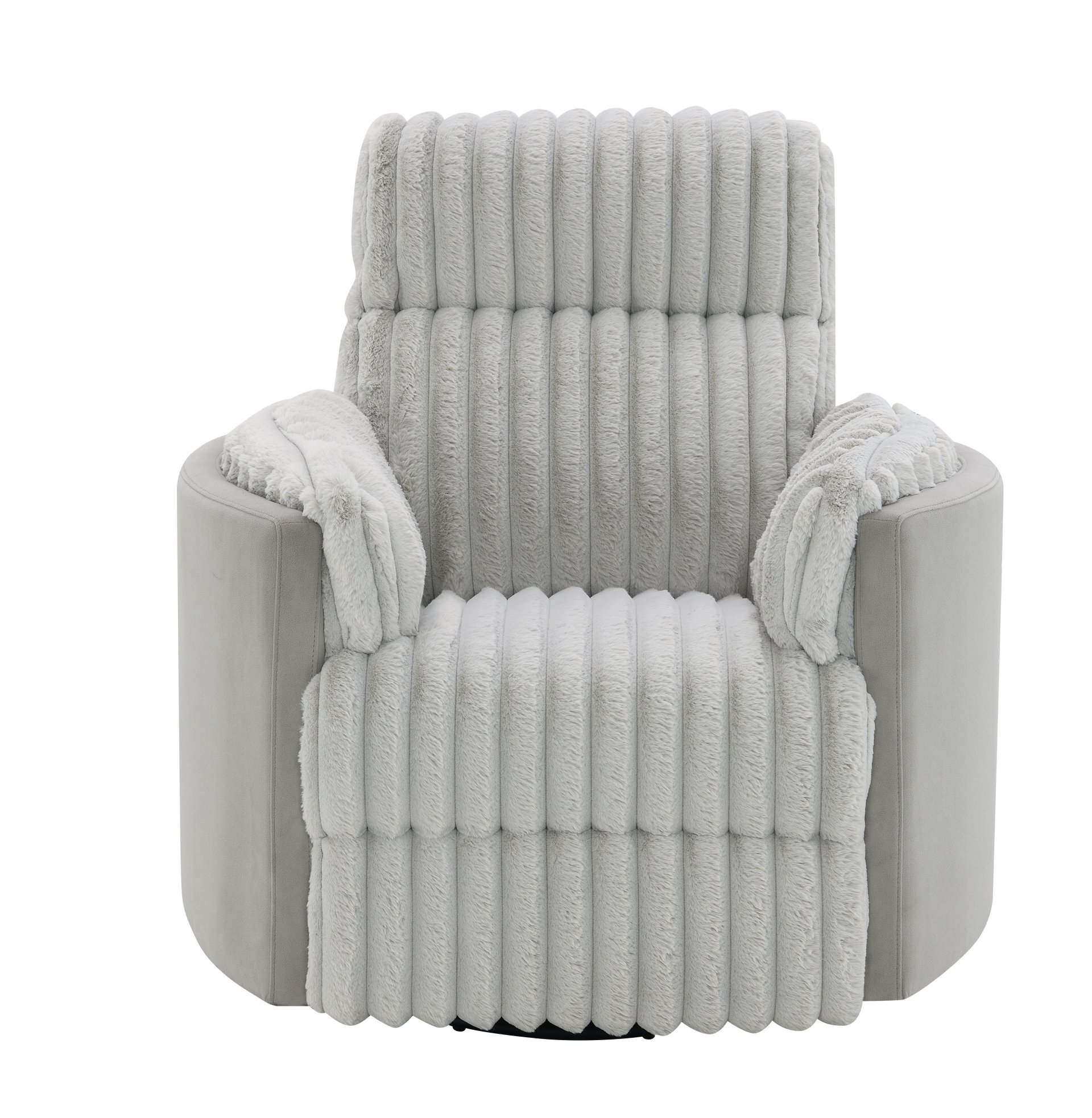Emee - Corduroy Glider Recliner With Swivel - Gray - Image 5