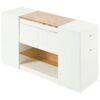 Modern Luxury Multi-Functional Island Vanity Dresser And Storage Cabinet With Glass Tabletop, Display Shelf, 6 Drawers For Walk In Wardrobe And Bedroom - Cream White - Image 8