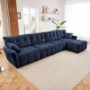 Modular 4 Seater Sofa With Ottoman, Configurable Frame, Premium - Blue - Image 13