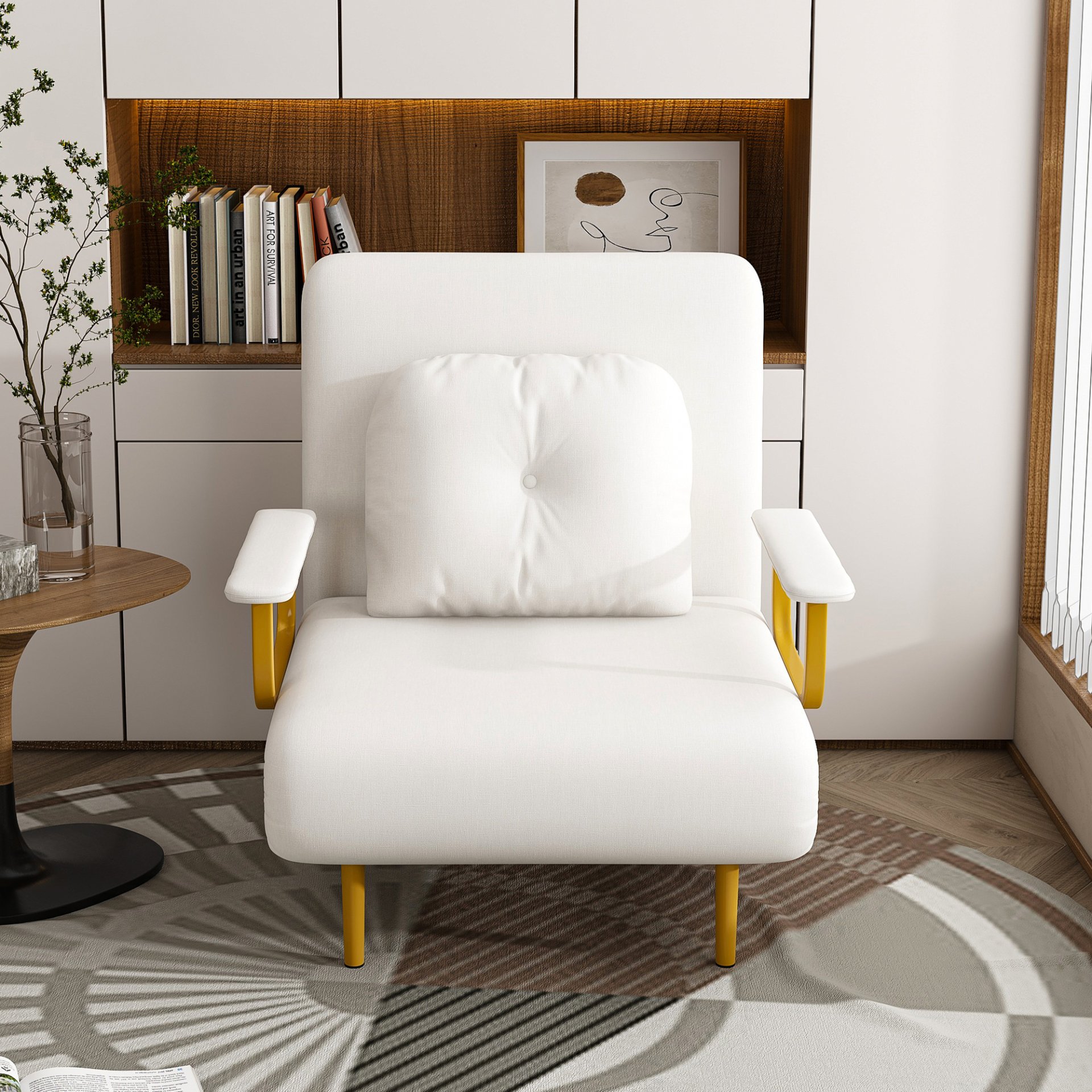 3 In 1 Convertible Folding Sofa Bed With Adjustable Backrest And Pillow - White - Image 10