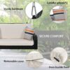 PE Wicker Porch Swing, 2 Seater Hanging Bench With Chains, Patio Furniture Swing For Backyard Garden Poolside - Black / Beige - Image 5