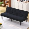 Stylish Corduroy Sofa Bed With Convertible Design - Black - Image 3