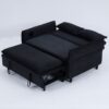 Modern Fabric Multi Functional Sofa Bed With Adjustable Armrests And Backrests Letter Striped Design Frame - Black - Image 20