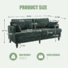 Modern Chenille 2 Seater Sofa With LED Light, USB Charging Port, And Storage Bag - Emerald - Image 3