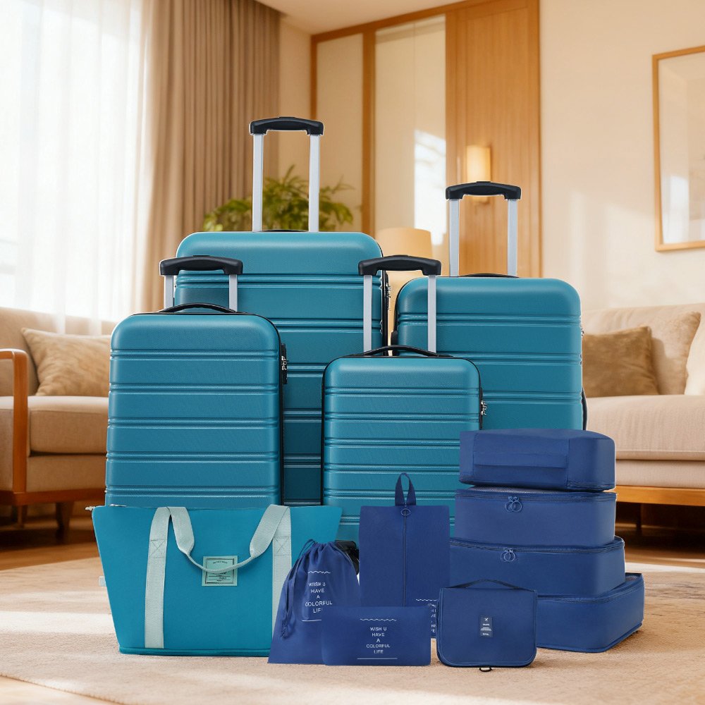 Hardshell Luggage Sets 4 Pieces + Bag Spinner Suitcase With Tsa Lock Lightweight - 16" / 20" / 24" / 28" Luggages - Blue - Image 10