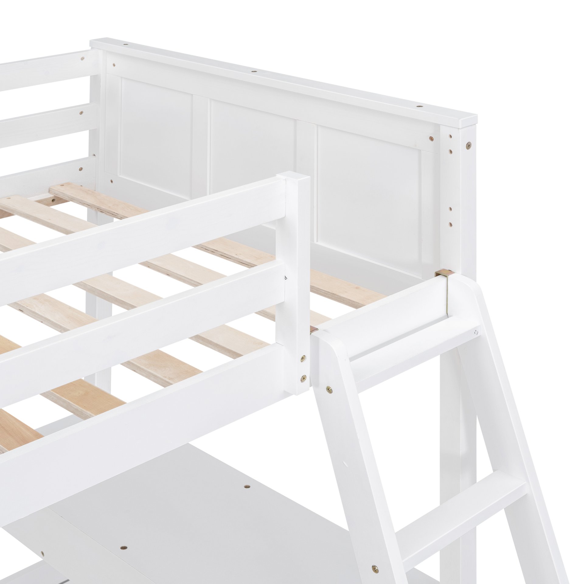 Twin Over Full Bunk Bed With Desk - White - Image 11