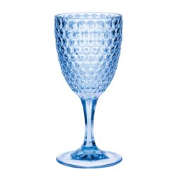 Stylish Diamond Cut Plastic Wine Glasses (Set of 4) (12Oz) Bpa Free, Unbreakable, Elegant Acrylic Wine Glasses - Blue