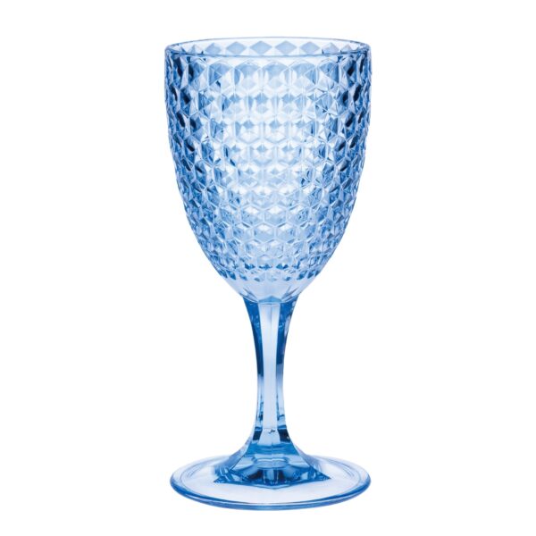 Stylish Diamond Cut Plastic Wine Glasses (Set of 4) (12Oz) Bpa Free, Unbreakable, Elegant Acrylic Wine Glasses - Blue