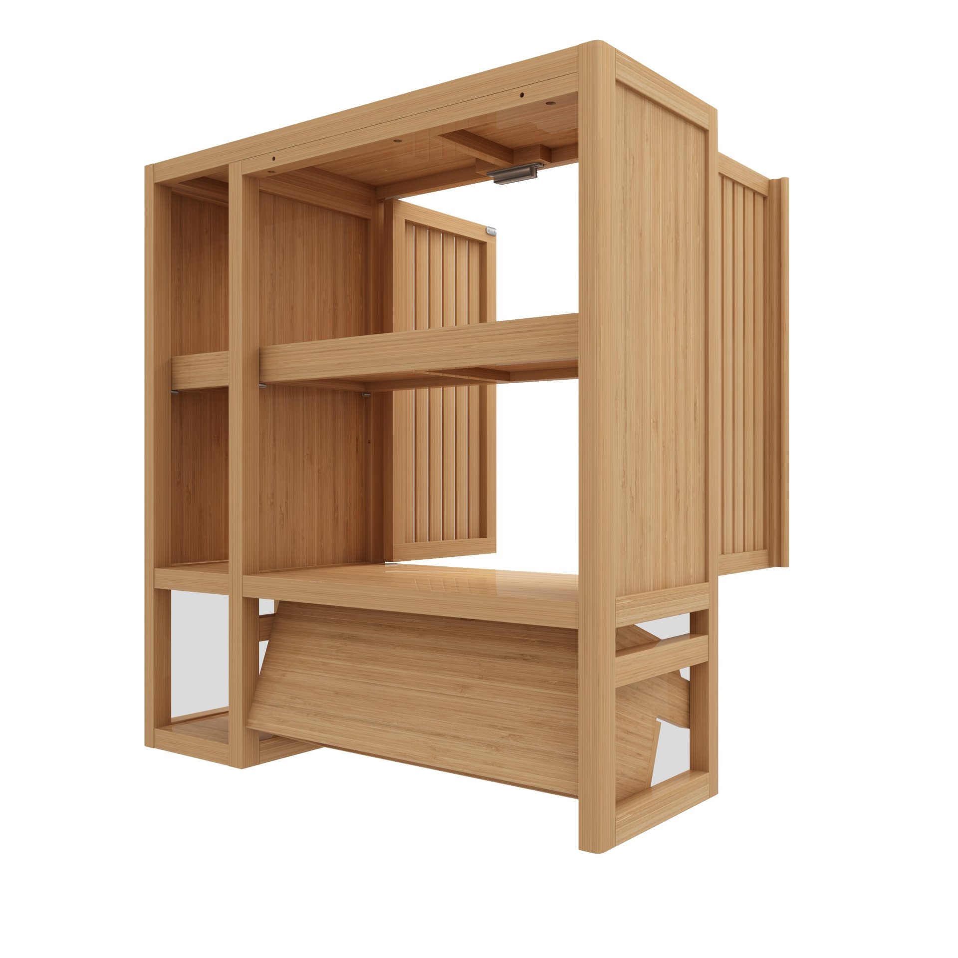 Elegant Bamboo Wall Mounted Bathroom Cabinet With Storage For Toiletries And Towels - Neutral - Image 8
