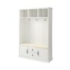 Hall Tree With 3 Hooks, Coat Hanger, Entryway Bench, Storage Bench, 3 In 1 Design, For Entrance, Hallway White - White - Image 5
