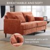 Mid Century Modern Chenille Fabric Loveseat Sofa With Wood Feet, 2 Seat Upholstered Couch - Orange - Image 6