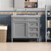 Bathroom Vanity With Top Sink, Modern Bathroom Storage Cabinet With 2 Drawers And A Tip-Out Drawer, Single Sink Bathroom Vanity - Gray - Image 4