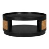 Wooden Mid-Century Modern Coffee Table, Round Cane Coffee Table With Side For Living Room - Dark Brown - Image 8