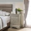 Louis Phillipe - 3 Drawer Nightstand - Silver Champagne - Image 4