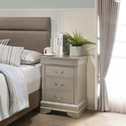 Louis Phillipe - 3 Drawer Nightstand - Silver Champagne