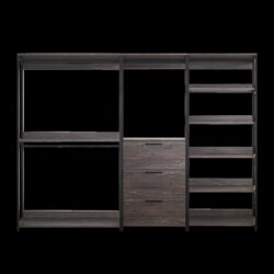 Monica - Wood Walk In Closet System With Spacious Storage In Wood And Metal Frame - Gray