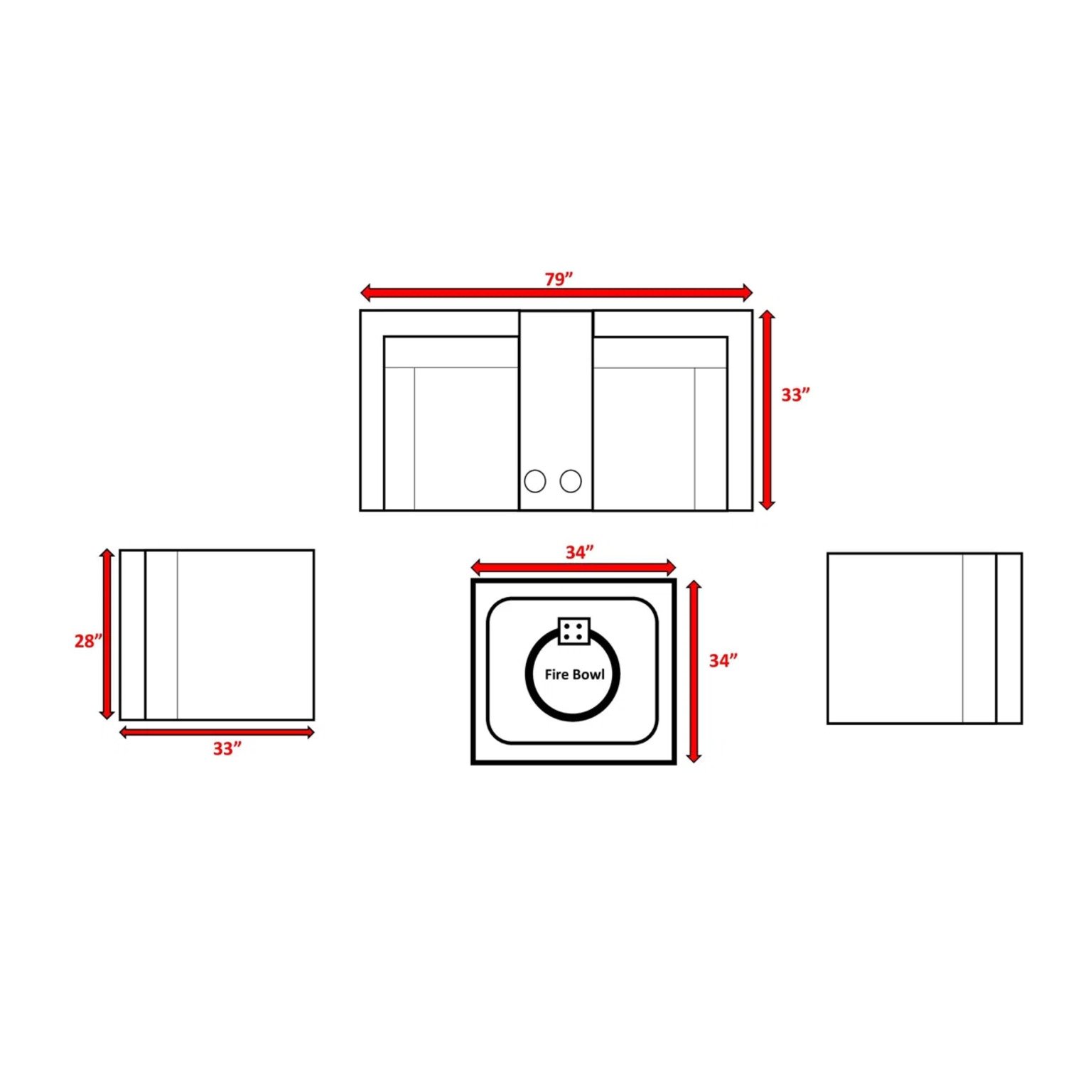 Patio Conversation Set With Cushions And Fire Pit, Seats 4 - Gray Mix - Image 3