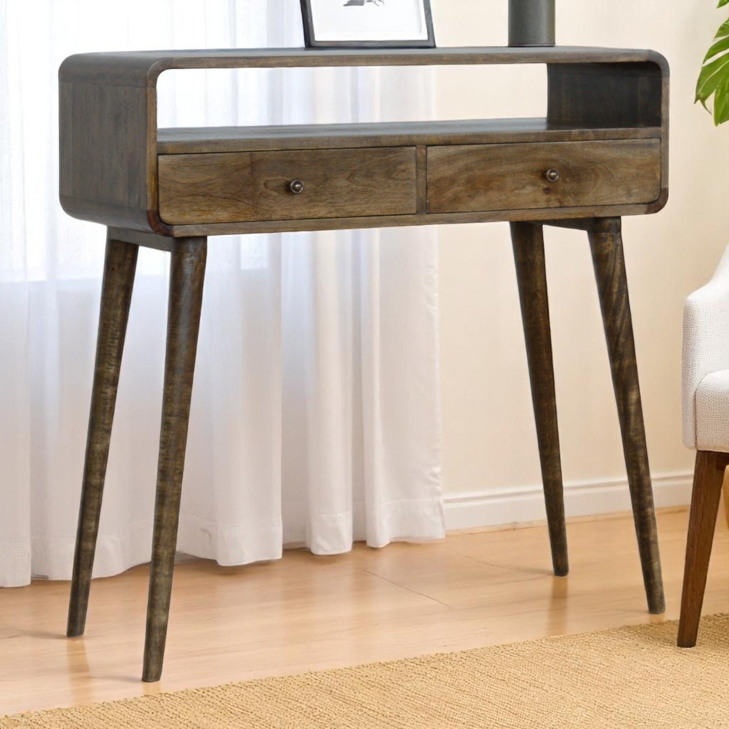 Curved Console Table - Brown - Image 2