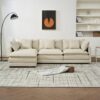 Modular Ottoman - Style Deep Seat Chenille Sofa With Cushions - Off White - Image 3