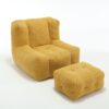 Modern Indoor Fluffy Bean Bag Chair With Memory Foam And Ottoman Super Soft Velvet - Yellow - Image 16