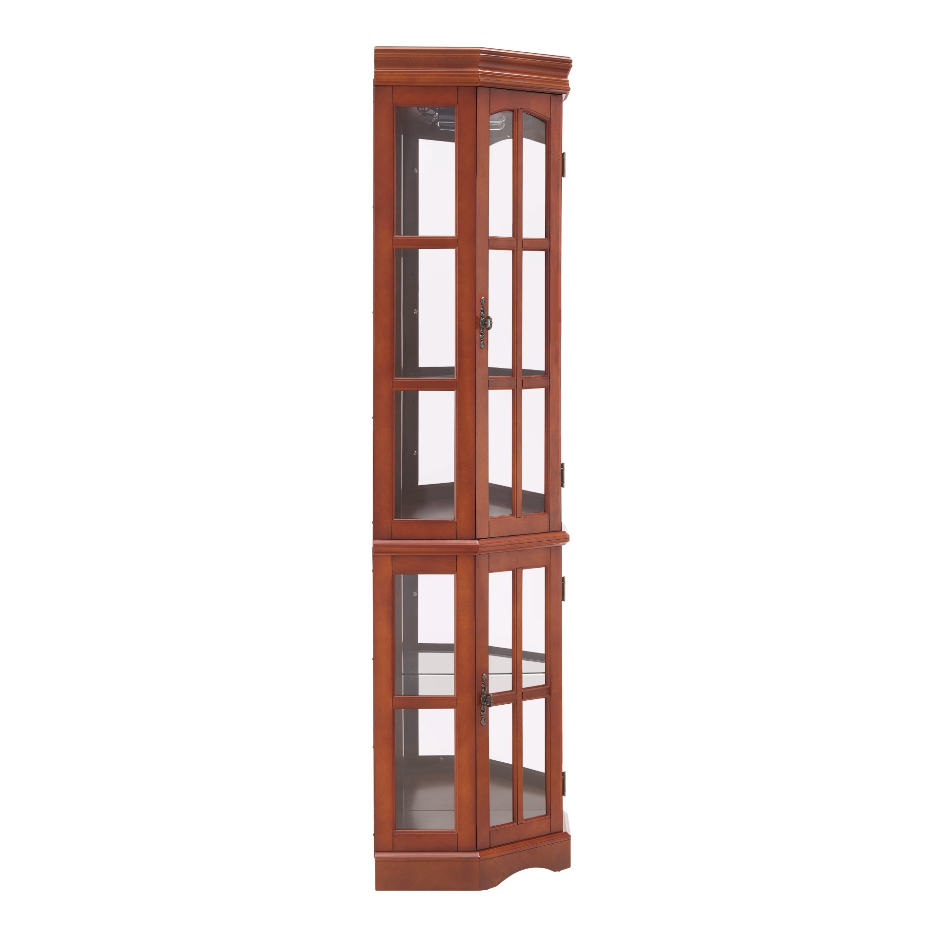 Corner Curio Cabinet With 5 Shelves And Lighting System (E26 Light Bulb Not Included) - Walnut - Image 11