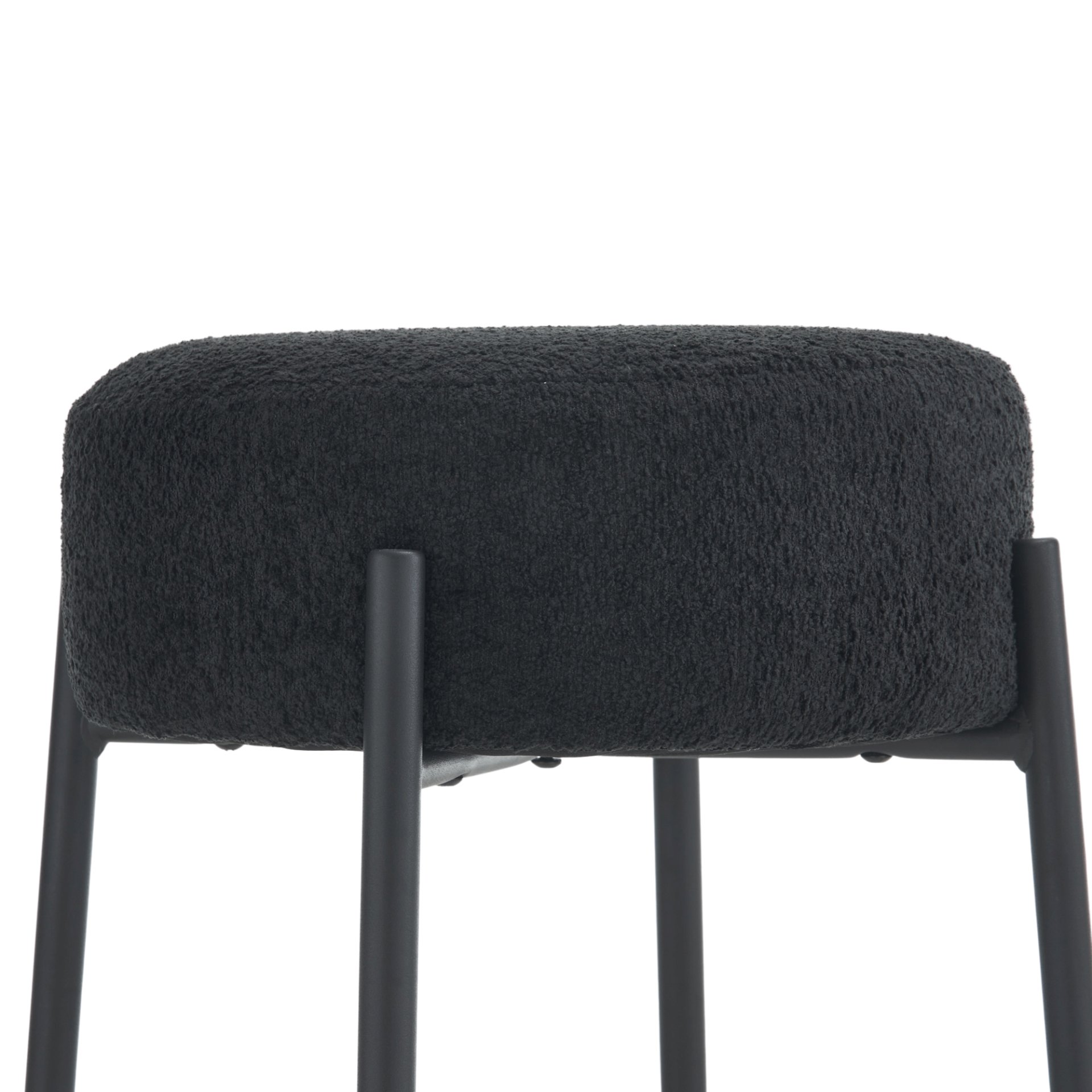 Round High Bar Stools (Set of 2), Contemporary Upholstered Dining Stools For Kitchens, Coffee Shops And Bar Stores - Black - Image 14
