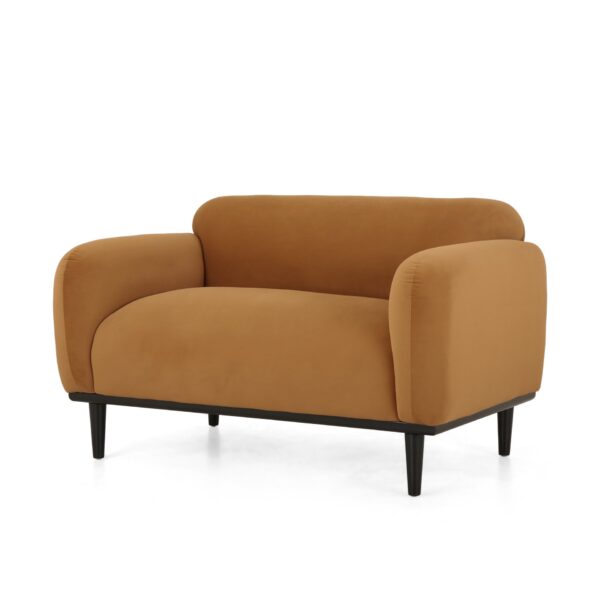 Sway - Upholstered Loveseat With Wood Legs And Round Arms - Yellow