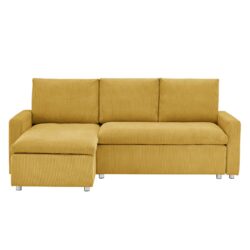 Convertible Sleeper Sofa Bed With Reversible Chaise And Storage - Yellow
