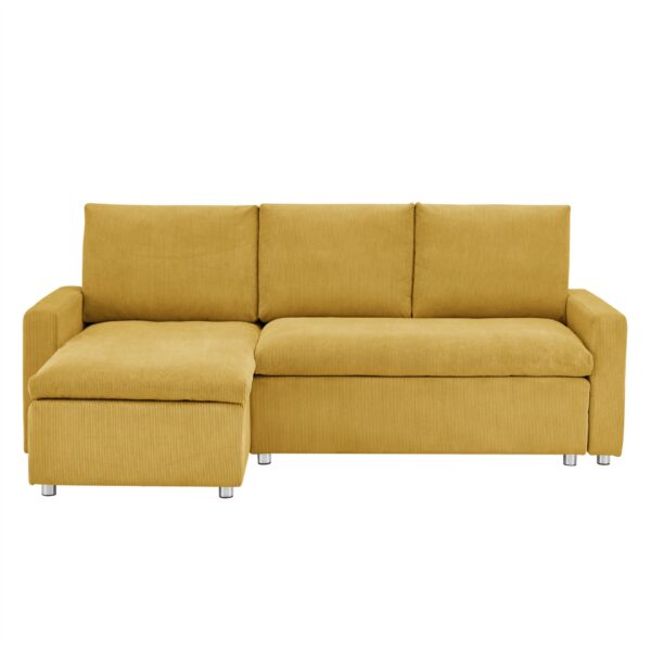Convertible Sleeper Sofa Bed With Reversible Chaise And Storage - Yellow