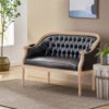 French Country Chesterfield Style Tufted Loveseat - Black - Image 4
