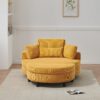 Corduroy Sofa With Two Throw Pillows And A Waist Pillow With An Extra Tray For Comfortable Seating Suitable For Small Apartment Bedroom Space - Yellow - Image 4