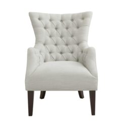 Hannah - Button Tufted Wing Chair - Ivory