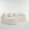 Compression Sofa: Combining Chaise Longue With 3 Seater, Wood Grain Chenille Fabric, Full Sponge Compression Sofa, Combined Sofa With 4 Pillows For Living / Home Furniture / Apartment - White - Image 17