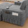 Oversized Chaise Lounge Indoor Rabbit Fur Sofa Bed With Storage Ottoman And Armrests Cup Holders With Deep Seat - Gray - Image 9