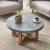 Modern Retro Texture Round Coffee Table With Crossed Legs - Gray - Image 4
