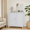 Mid Century Modern Double Door Storage Cabinet With Knobs - White - Image 8