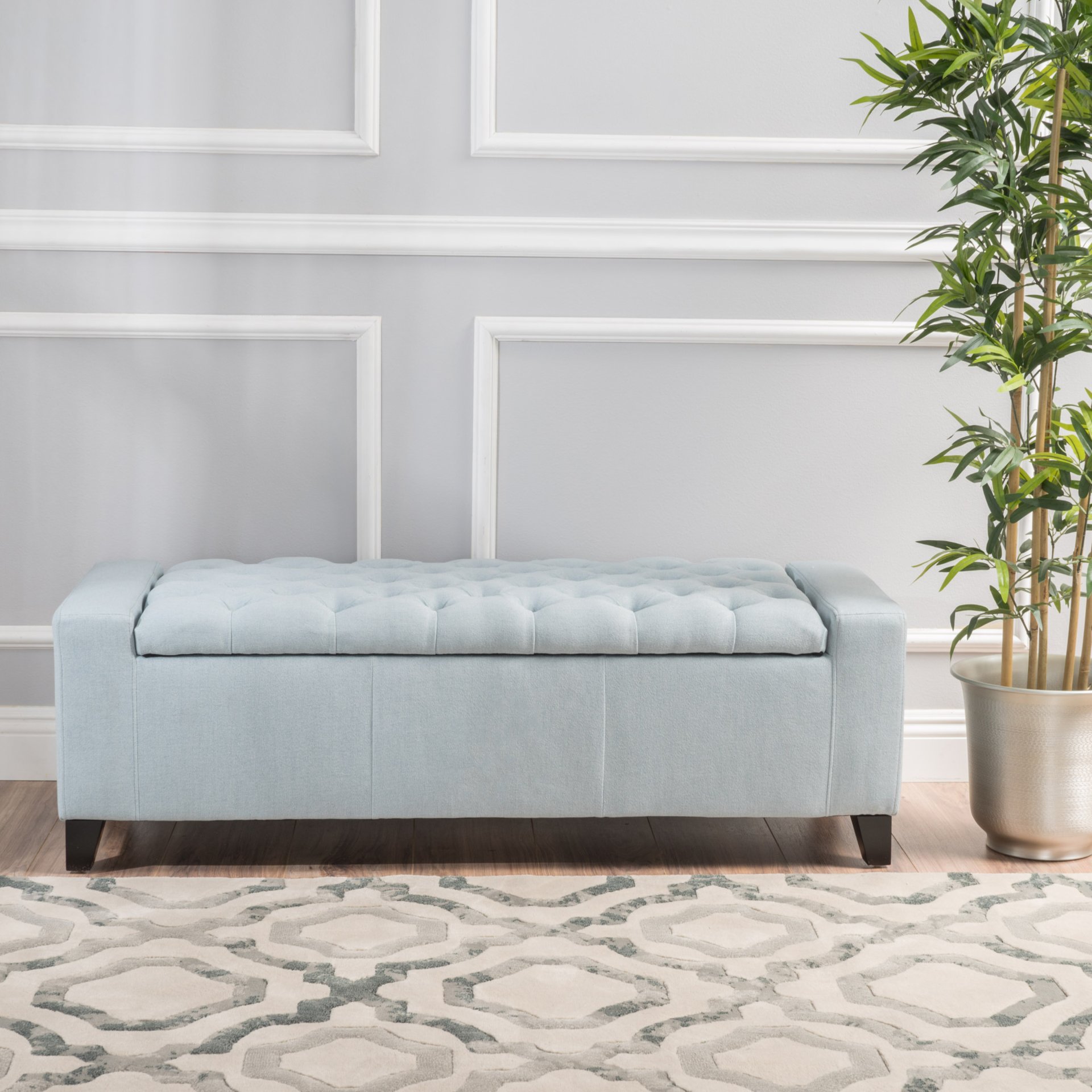 Stylish Guernsey Ottoman With Storage Function - Light Sky - Image 6