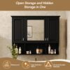 Wall Mounted Bathroom Medicine Cabinet, Modern Bathroom Wall Cabinet With Mirror, Mirror Cabinet With Open Shelves - Black - Image 6