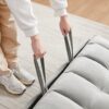 Modern Velvet Loveseat Futon Sofa Couch With Pullout Bed Reclining Backrest Toss Pillows 3 In 1 Convertible Sleeper Sofa Bed - Gray - Image 8