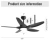 Indoor Ceiling Fan With 5 ABS Blades Remote Control Reversible Dc Motor For Living Room - Black - Image 3