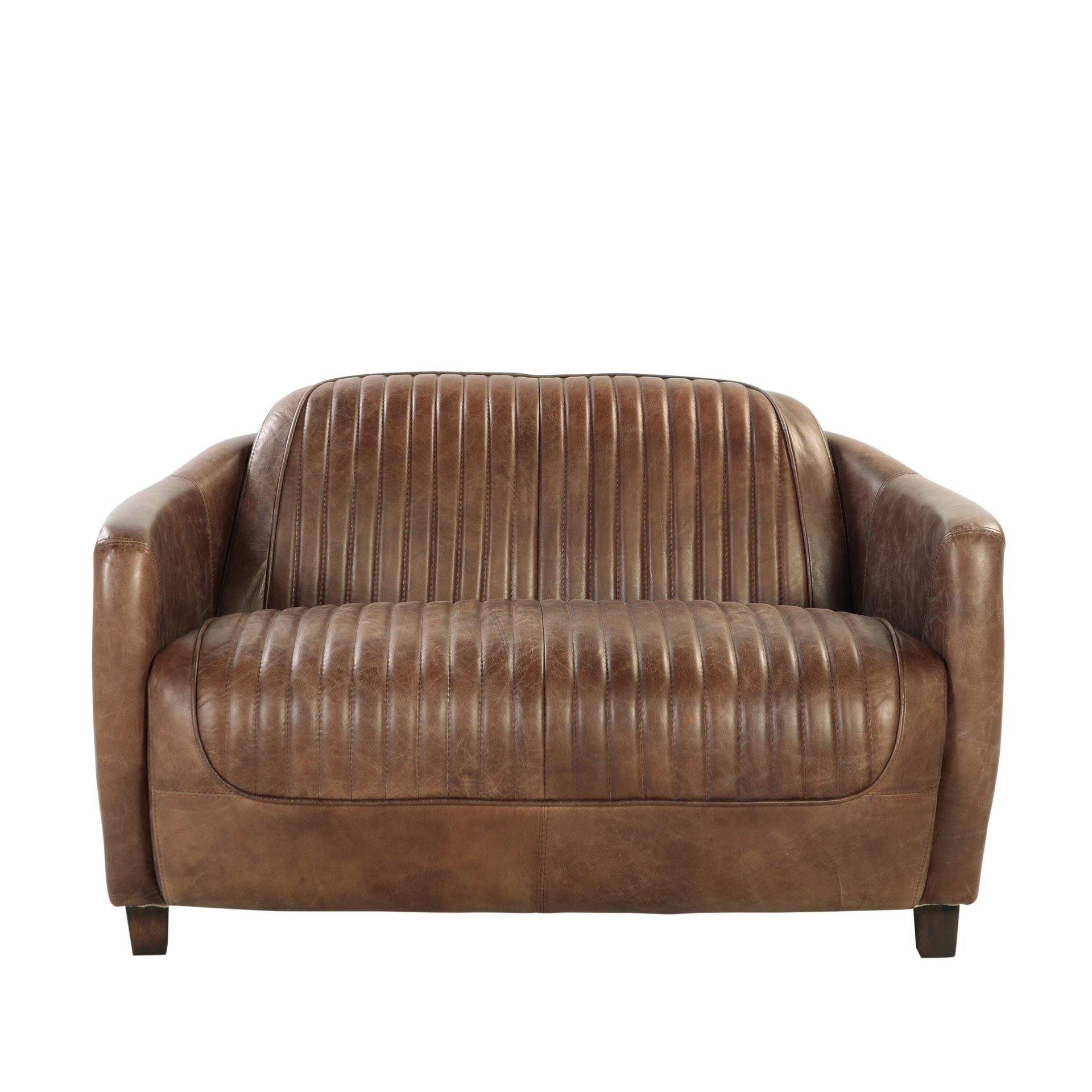 Brancaster - Grain Leather Loveseat - Brown - Image 3