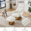 Recliner Chair With Ottoman Modern 360° Swivel Lounge Chair With Footstool 5 Point Vibration Massage Seat Heating & 140° Adjustable Backrest - White - Image 7