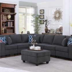 Cooper - 7 Piece Reversible L-Shape Sectional Sofa With Comfort Ottoman And Cupholder - Stone Gray