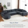 Oversized Modular Sofa Cloud Sectional Sofa Set Upholstered Couches U - Shaped Sofa With Deep Seat For Living Room - Gray - Image 7