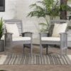 Modern 2 Piece Slat Back Patio Chairs With Cushions - Gray Wash - Image 5