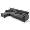 Modern Convertible Sectional Sofa L Shaped Reversible Couch Set With Free Pillows 5 Seat Cloud With Ottoman - Gray - Image 5